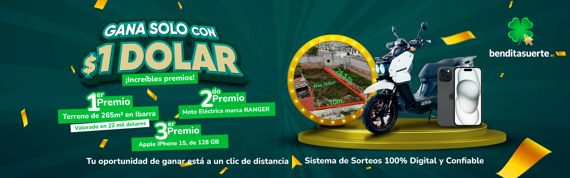 Banner Promocional Bendita Suerte - Sorteos Online Ecuador